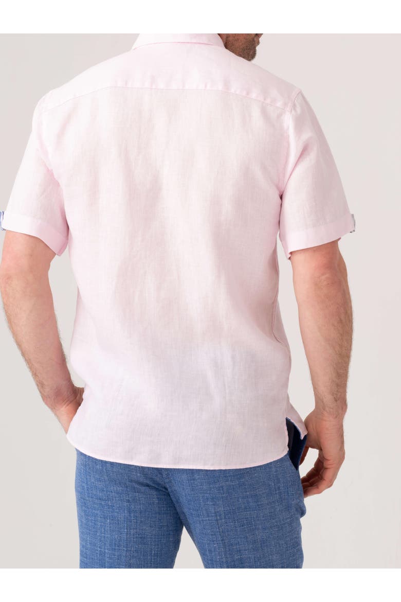 Short Sleeve Linen Shirt, Alternate, color, Pink