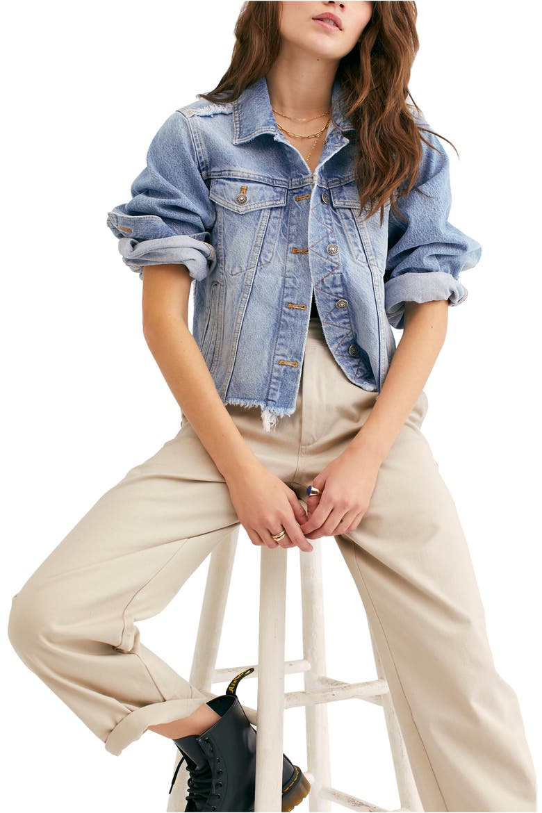 Indira Crop Denim Jacket, Alternate, color, INDIGO