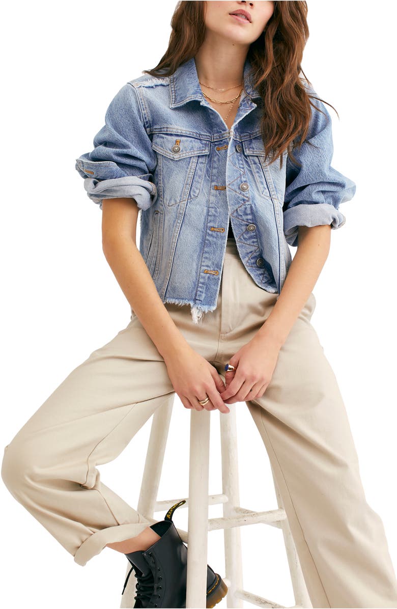 Free People Indira Crop Denim Jacket, Alternate, color, 