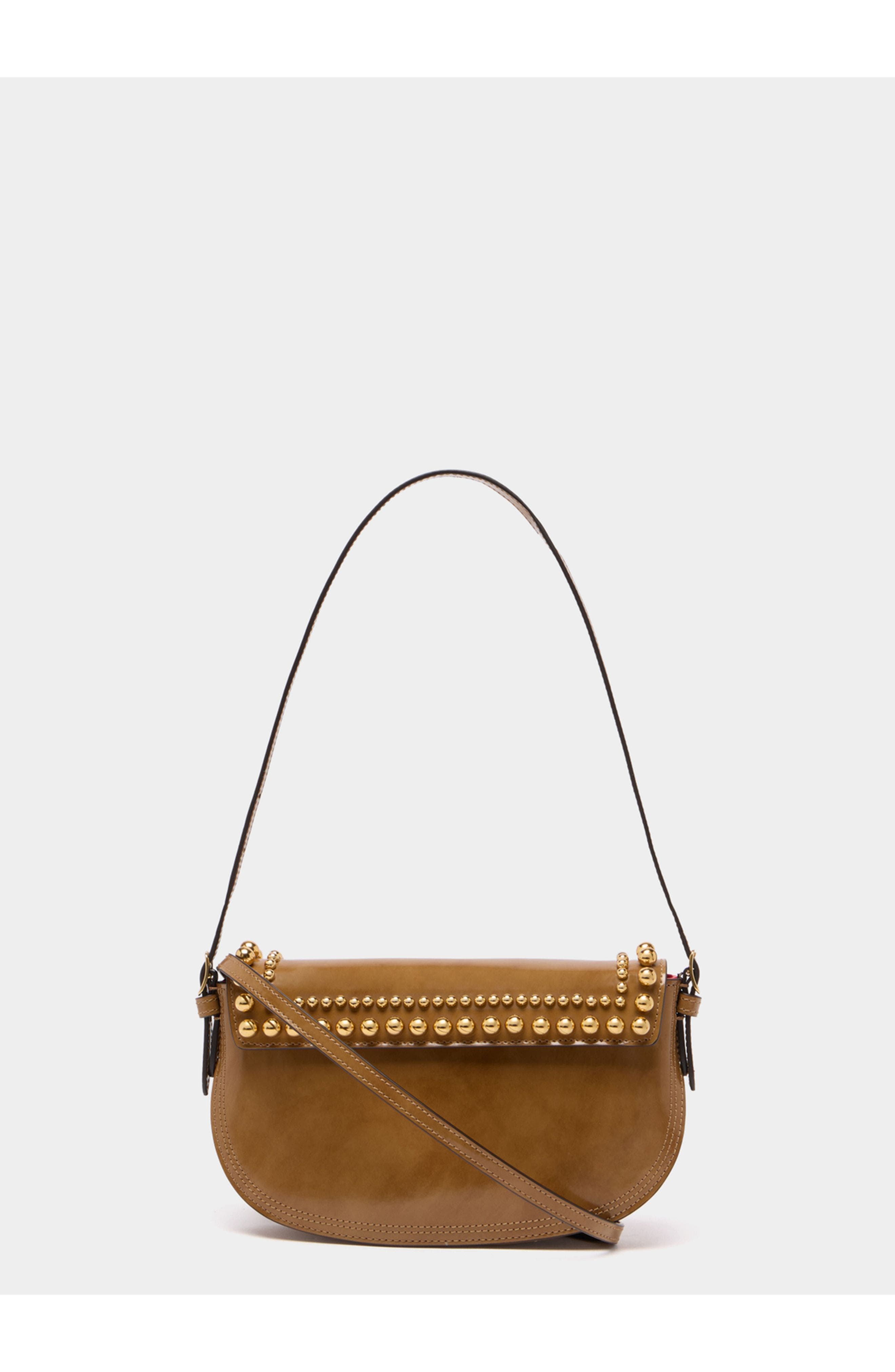 Bally Beckett Small Shoulder Bag in Brushed Leather With Studs, Alternate, color, Natural