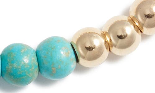 Nashelle Turquoise Stone & Bead Stretch Bracelet In Gold