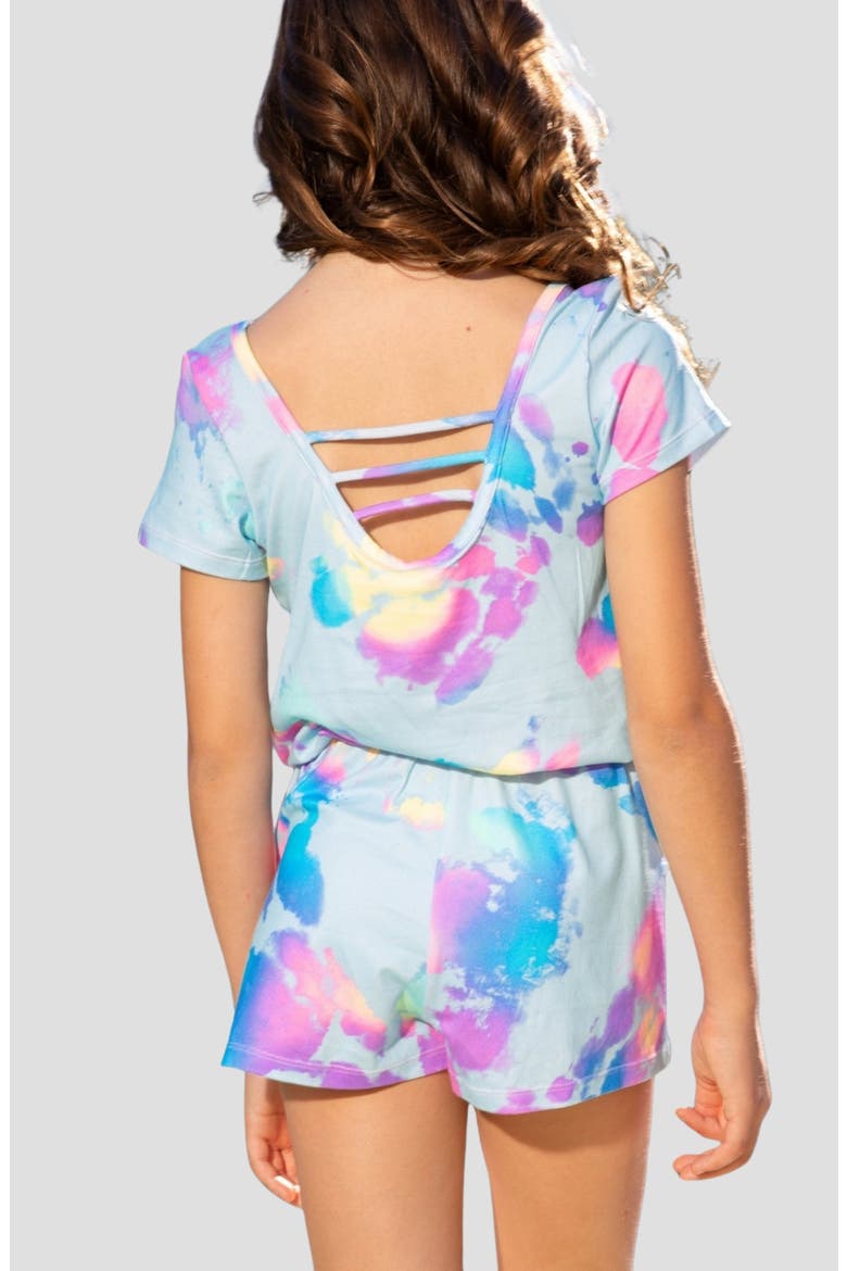 Kids' Simply Soft Short Sleeve Romper, Alternate, color, BLUE BLEACH