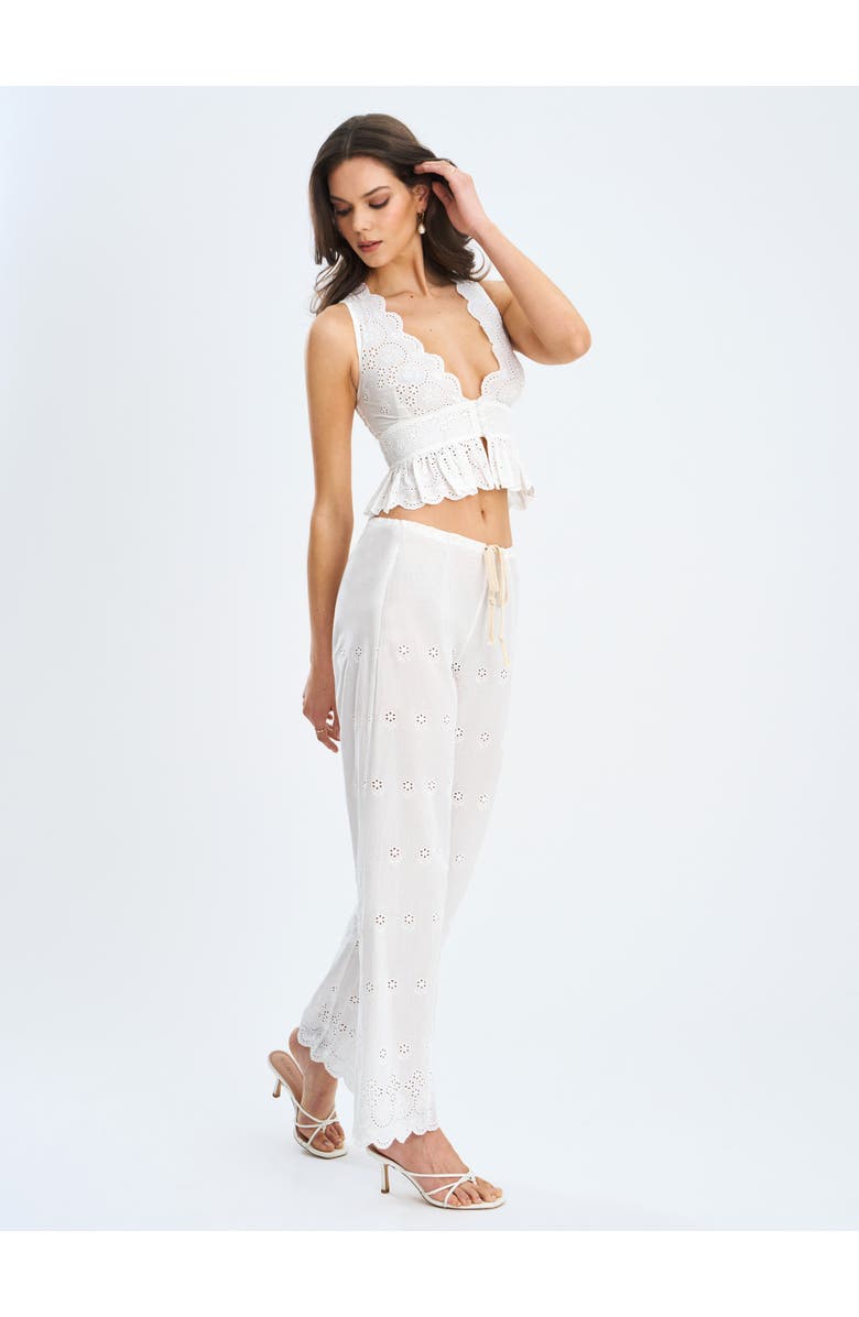 Miss Circle Raina Cotton Eyelet Straight Pants, Alternate, color, White