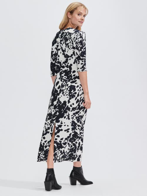Ro&zo Mono Spot Printed Puff Sleeve Midi Dress In Mono