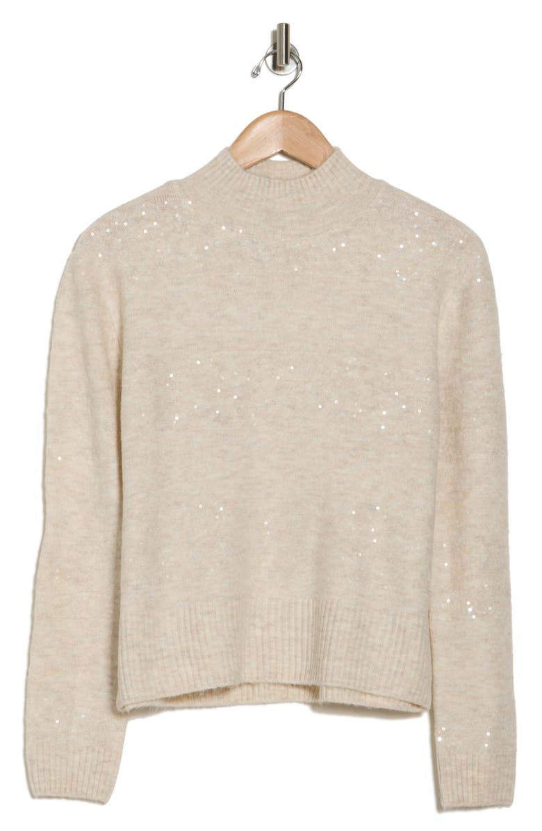 Halogen<sup>®</sup> Mock Neck Sequin Stripe Sweater, Alternate, color, Malted