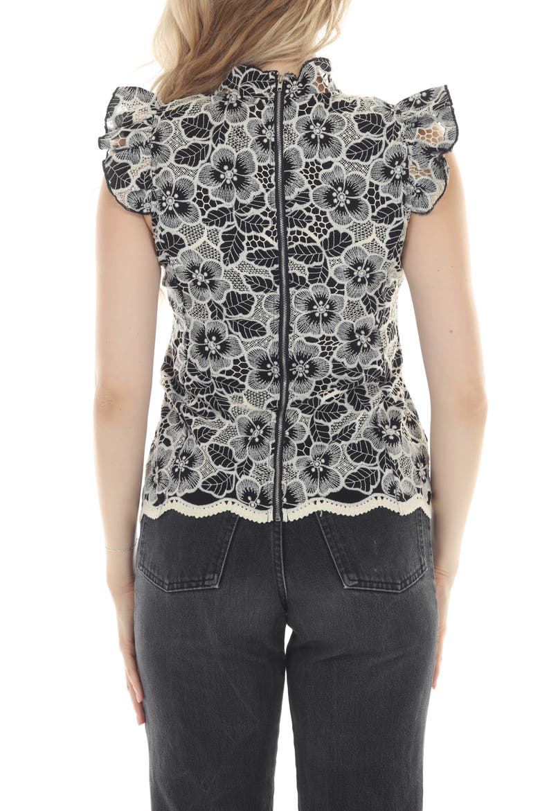 Floral Lace Ruffle Top, Alternate, color, BLACK