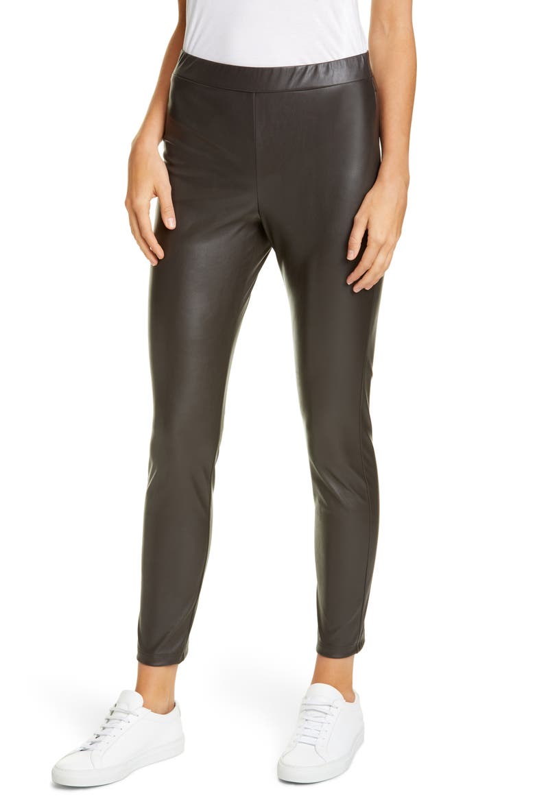 Faux Leather Leggings, Main, color, DARK BOWN
