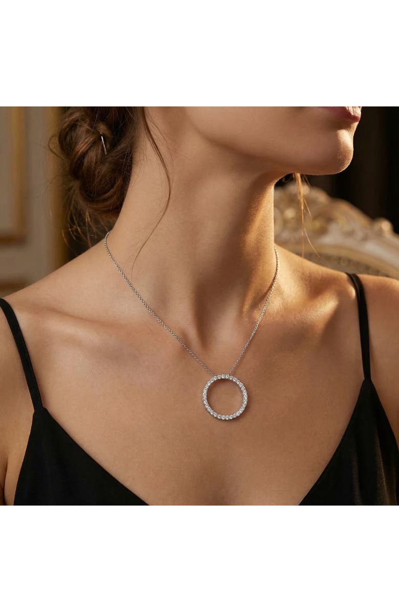 Bliss Diamond 1Ct TW Circle Diamond Pendant 18" Necklace Lab Grown 1" Tall, Alternate, color, Silver