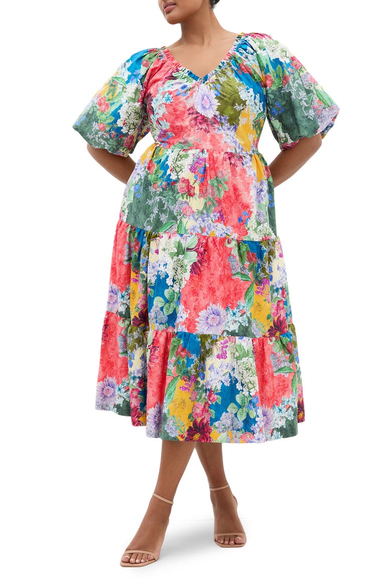 Fantasy Print Flared Midi Dress, Main, color, FOOLS FLORAL