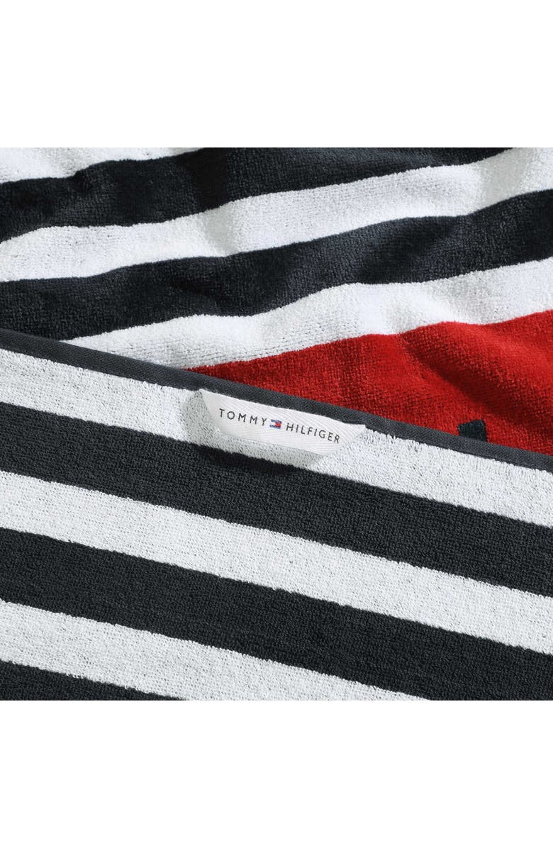 Tommy Hilfiger Leisure Beach Towel, Alternate, color, White/ Midnight Blue/ Scarlet