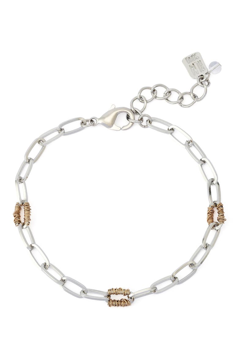 Paperclip Bracelet, Main, color, TWO TONE