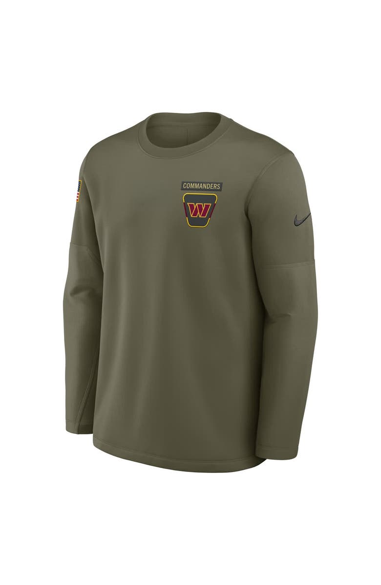 Nike Men's Nike Olive Washington Commanders 2025 Salute to Service Sideline Coaches Therma-FIT Long Sleeve Shirt, Alternate, color, Olive