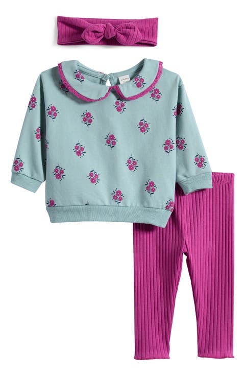 Collared Sweatshirt, Leggings & Headband Set