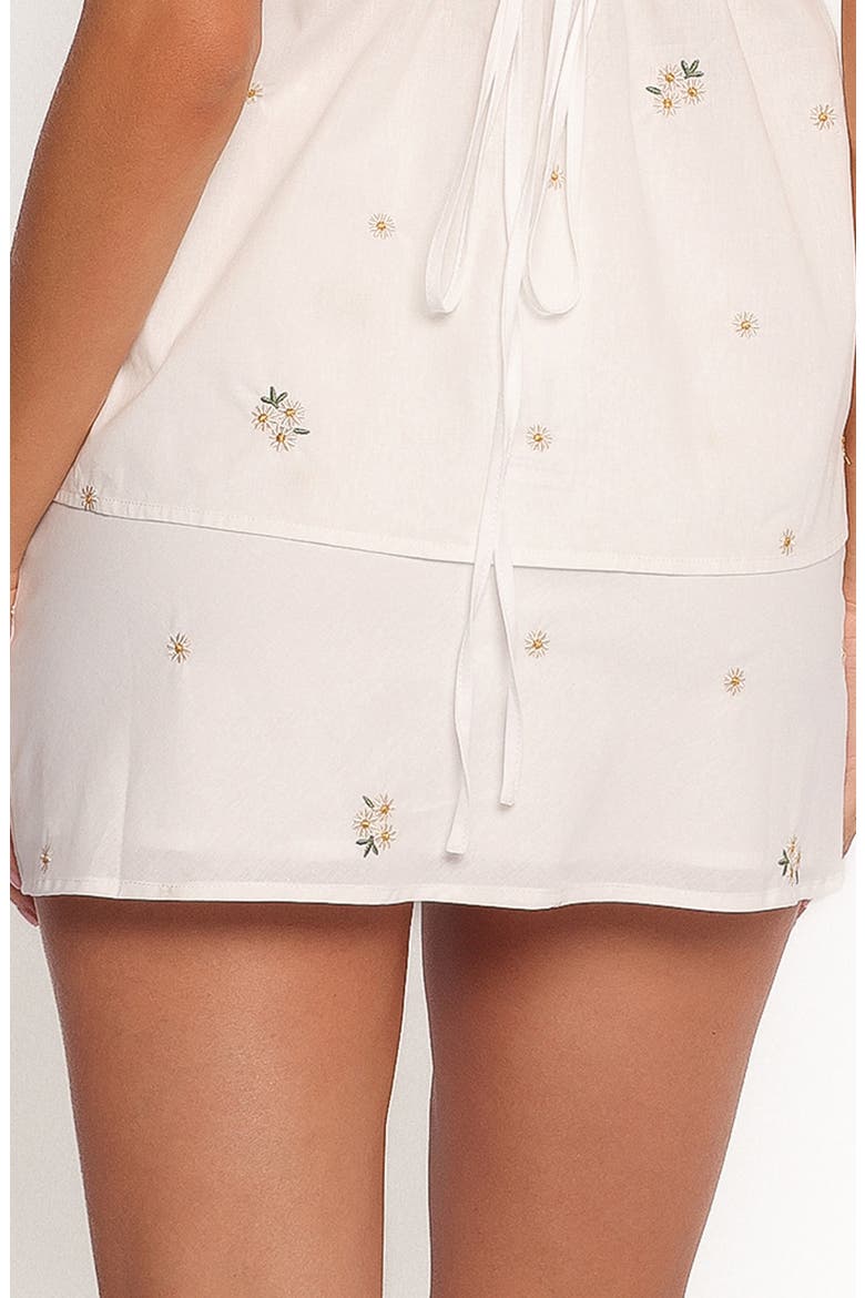 Esra Embroidered Tie Waist Miniskirt, Alternate, color, IVORY