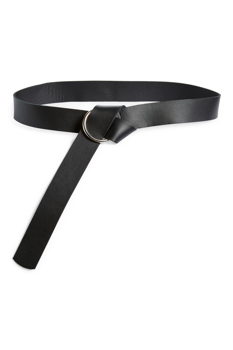 Pia Leather Belt, Main, color, BLACK