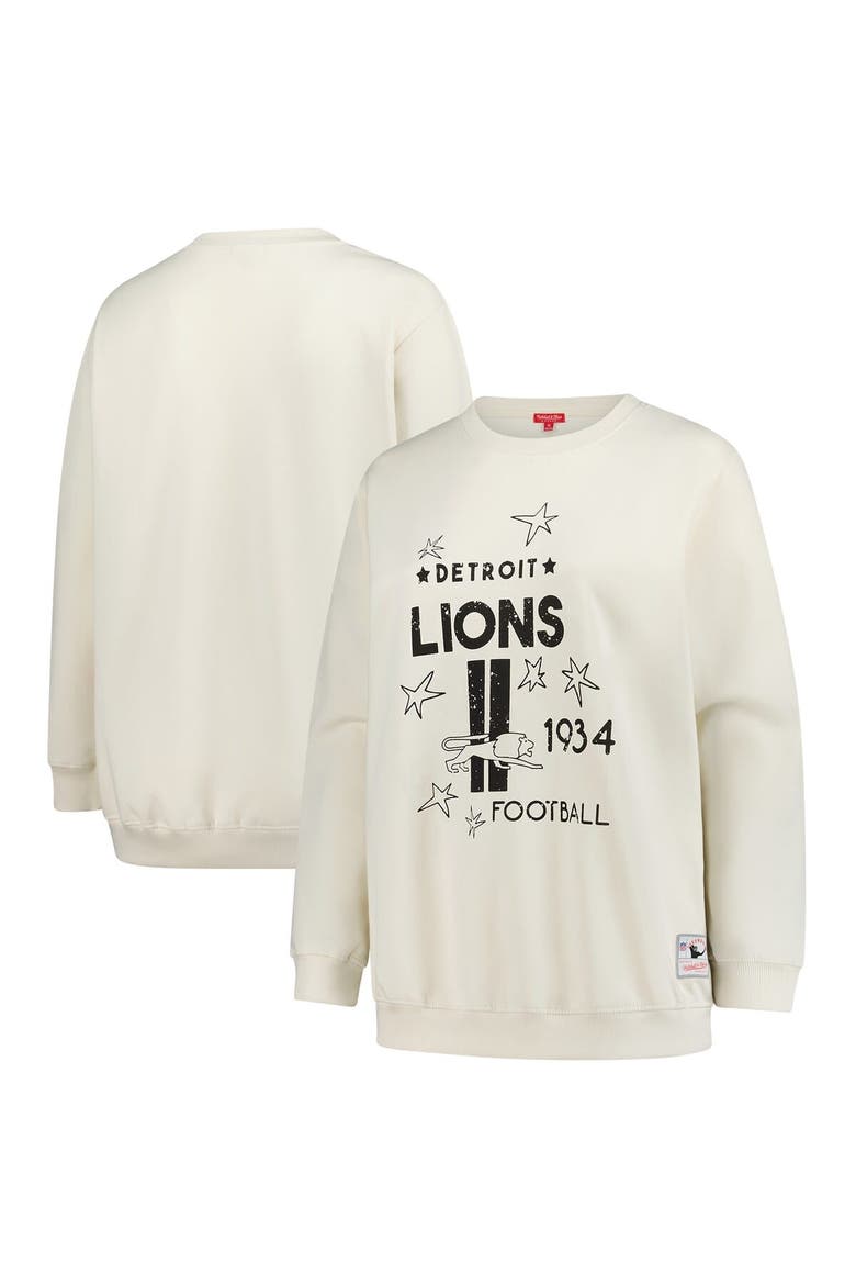Women's Mitchell & Ness Cream Detroit Lions Plus Size Shooting Star Sweatshirt, Main, color, Cream