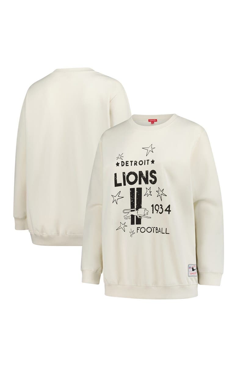 Mitchell & Ness Women's Mitchell & Ness Cream Detroit Lions Plus Size Shooting Star Sweatshirt, Main, color, Cream