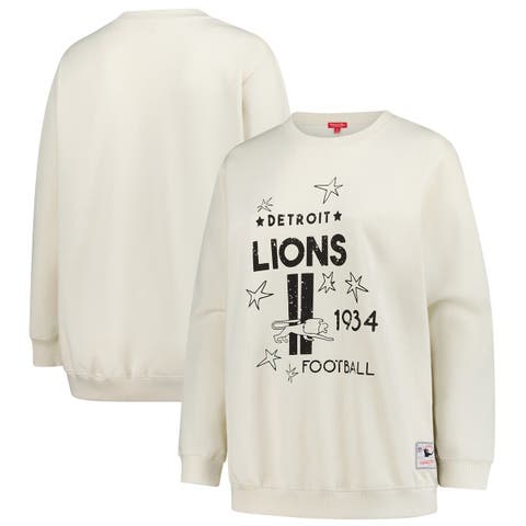 Women's Mitchell & Ness Cream Detroit Lions Plus Size Shooting Star Sweatshirt