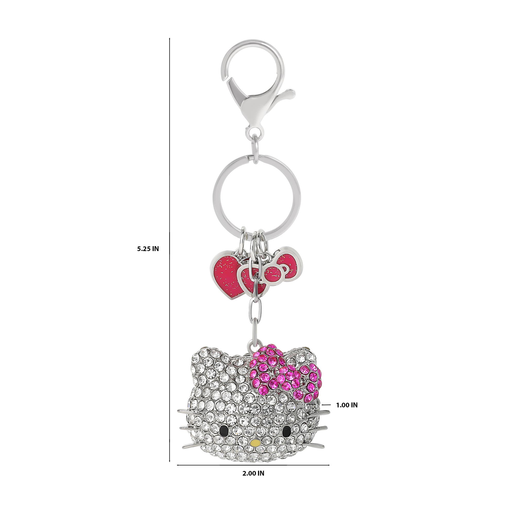 Hello Kitty Crystal Cluster Pavé Bag Charm Keychain, Alternate, color, Clear Crystal, Pink