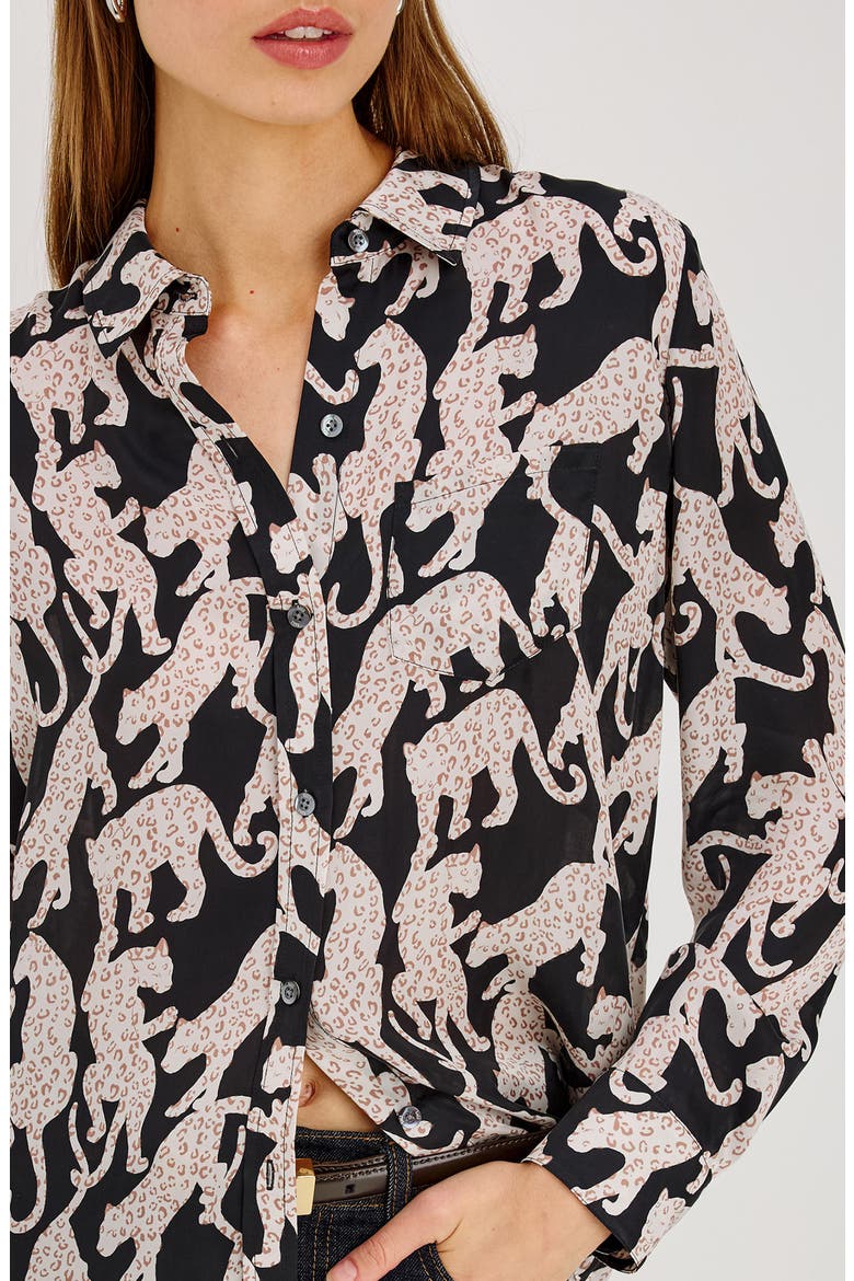 Alyssa Button Front Shirt, Alternate, color, ONYX JAGUAR