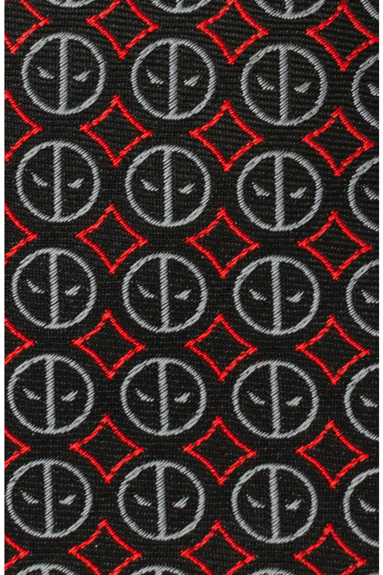 x Marvel Deadpool Medallion Silk Blend Tie, Alternate, color, BLACK