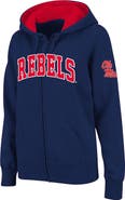 COLOSSEUM Women's Stadium Athletic Navy Ole Miss Rebels Arched Name Full-Zip Hoodie