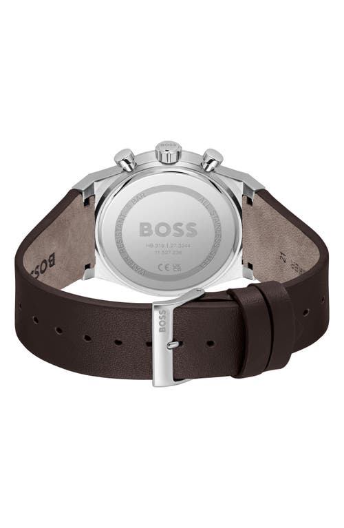 Hugo Boss Boss Candor Chronograph Leather Strap Watch, 41mm In Ice Blue