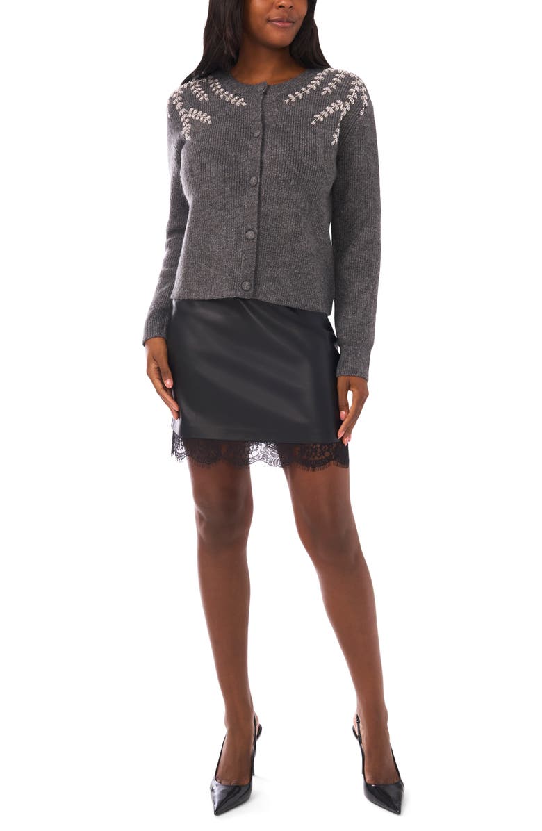 Vince Camuto Crystal Detail Cardigan, Alternate, color, Medium Heather Grey