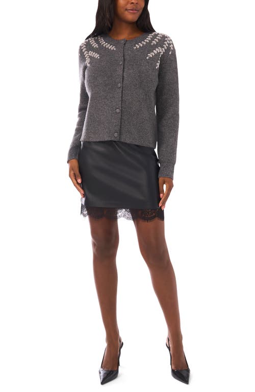 Vince Camuto Crystal Detail Cardigan In Gray