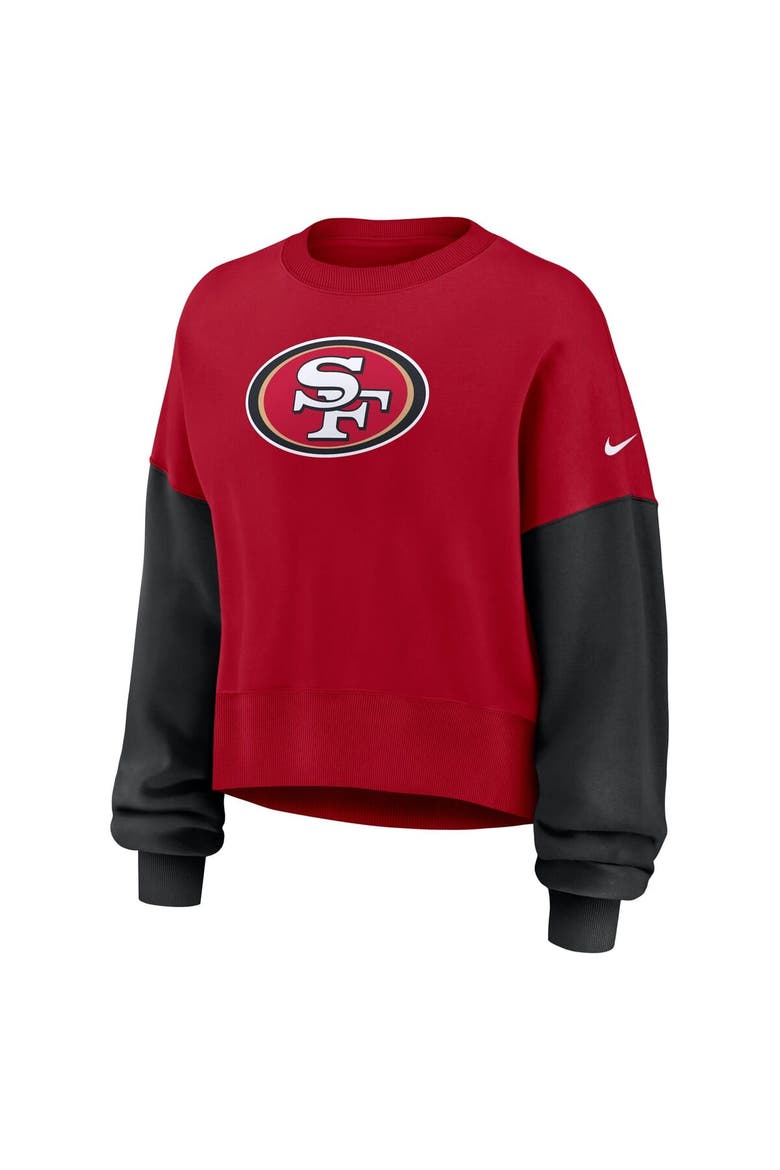Women's Nike Scarlet San Francisco 49ers Oversized Color-Block Pullover Sweatshirt, Alternate, color, Scarlet