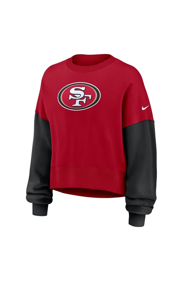 Nike Women's Nike Scarlet San Francisco 49ers Oversized Color-Block Pullover Sweatshirt, Alternate, color, Scarlet