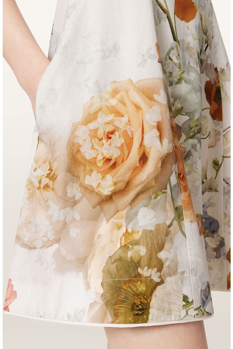 Char Floral Print Minidress, Alternate, color, HAZE WHITE
