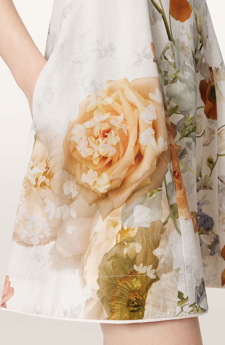 AllSaints Char Floral Print Minidress, Alternate, color, Haze White