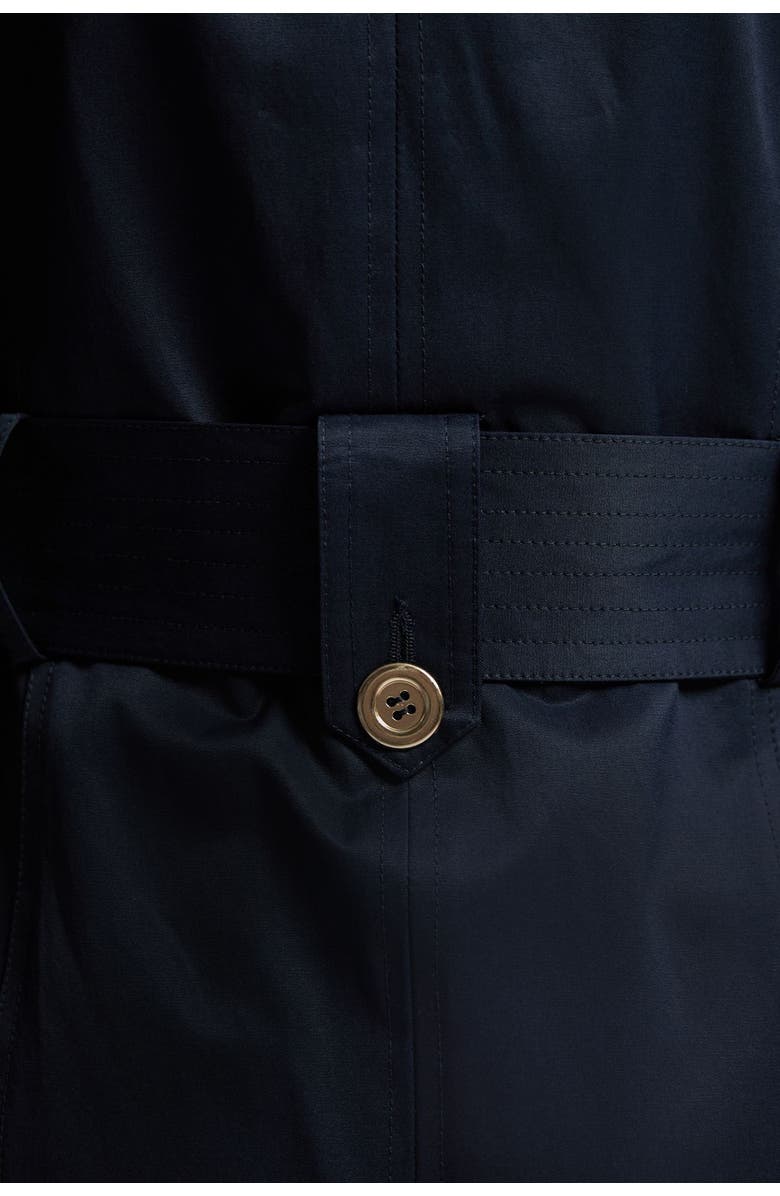 Karen Millen Cotton Sheen Belted Classic Trench Coat, Alternate, color, Navy