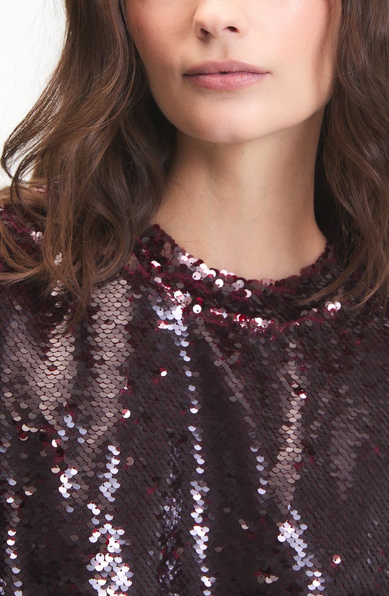 DELUC Logan Sequin Top, Alternate, color, Bordeaux