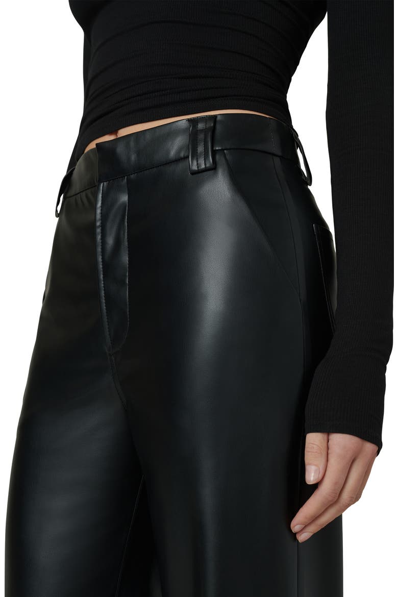 The Mia High Waist Faux Leather Wide Leg Jeans, Alternate, color, BLACK