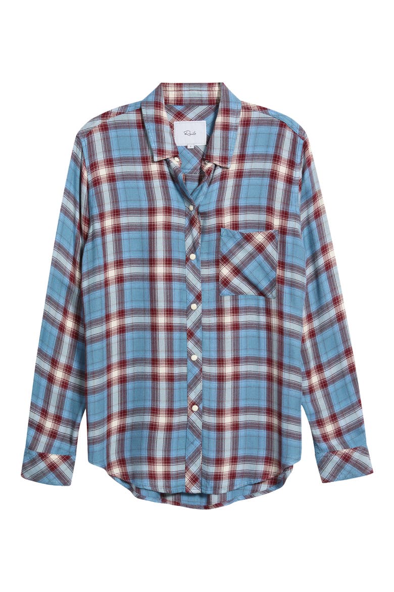 Hunter Plaid Button-Up Shirt, Alternate, color, STONE BLUE MAROON