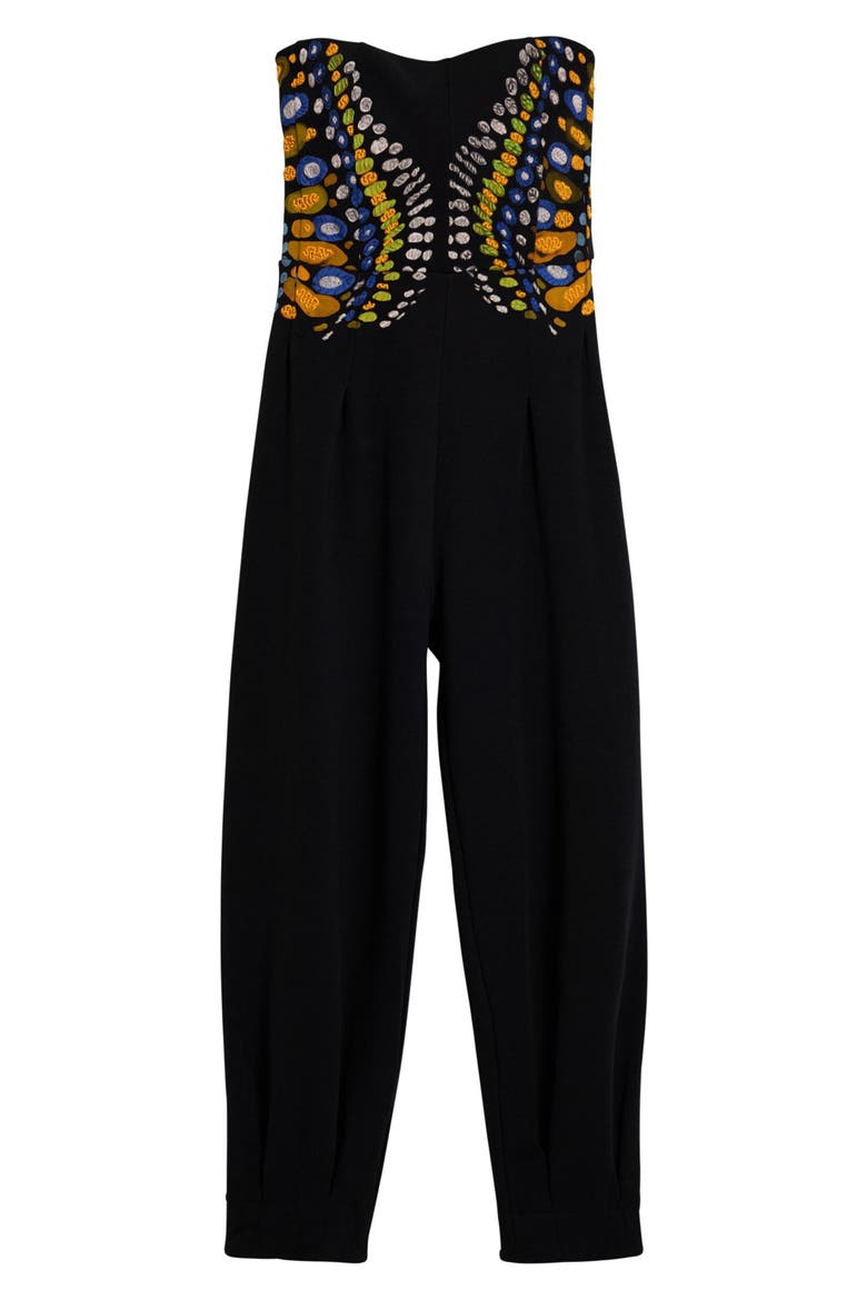 Mixed Media Strapless Jumpsuit, Alternate, color, BLACK