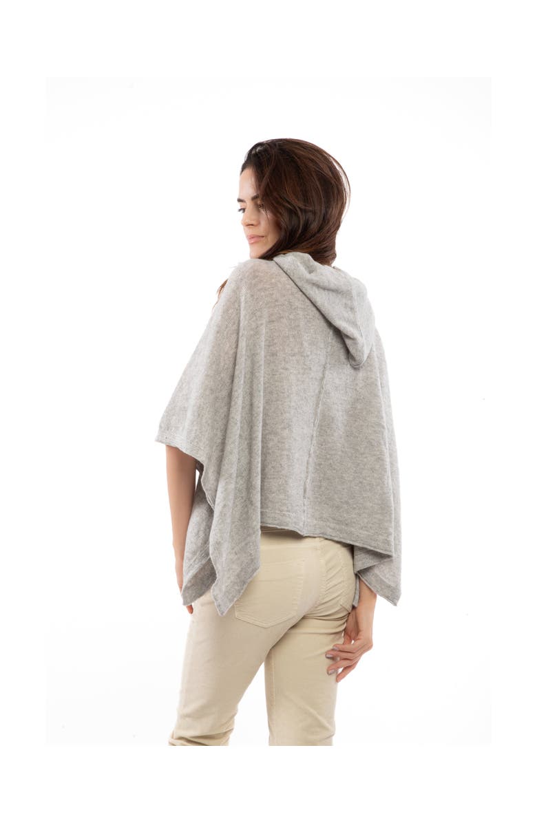 Monticelli Cashmere Pure Cashmere Hoodie Poncho, Alternate, color, Light Gray