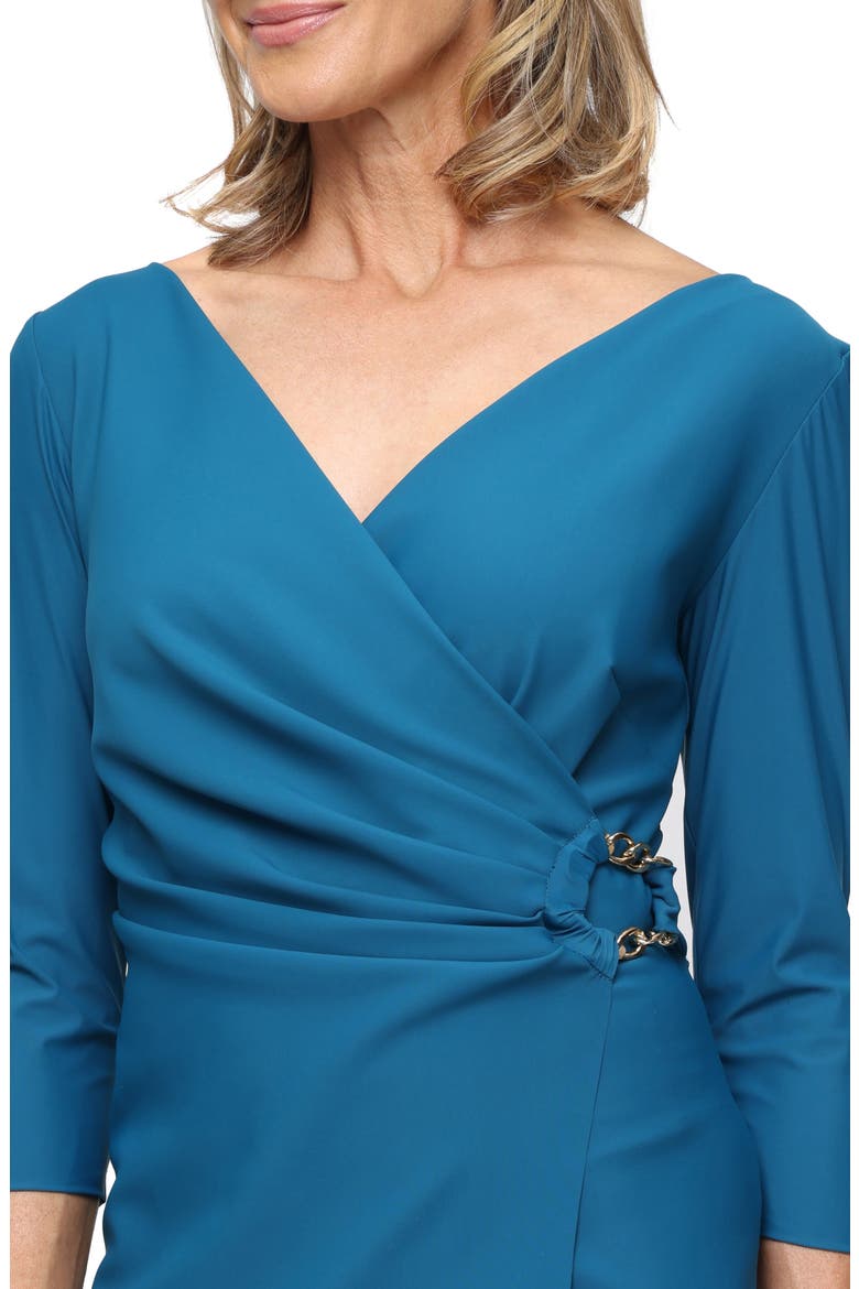 Chain Detail Surplice Neckline Contour Gown, Alternate, color, MID TEAL