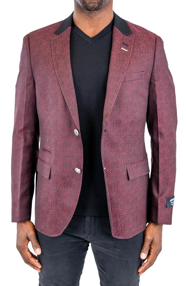 Maceoo Socrate Evo Huli Snakeskin Print Sport Coat, Alternate, color, Red