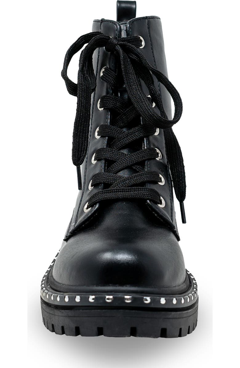 CHASE AND CHLOE Mira Studded Lug Combat Boot, Alternate, color, Black Pu