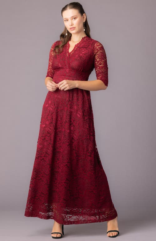 Kiyonna Maria Lace A-line Evening Gown With Pockets In Brown