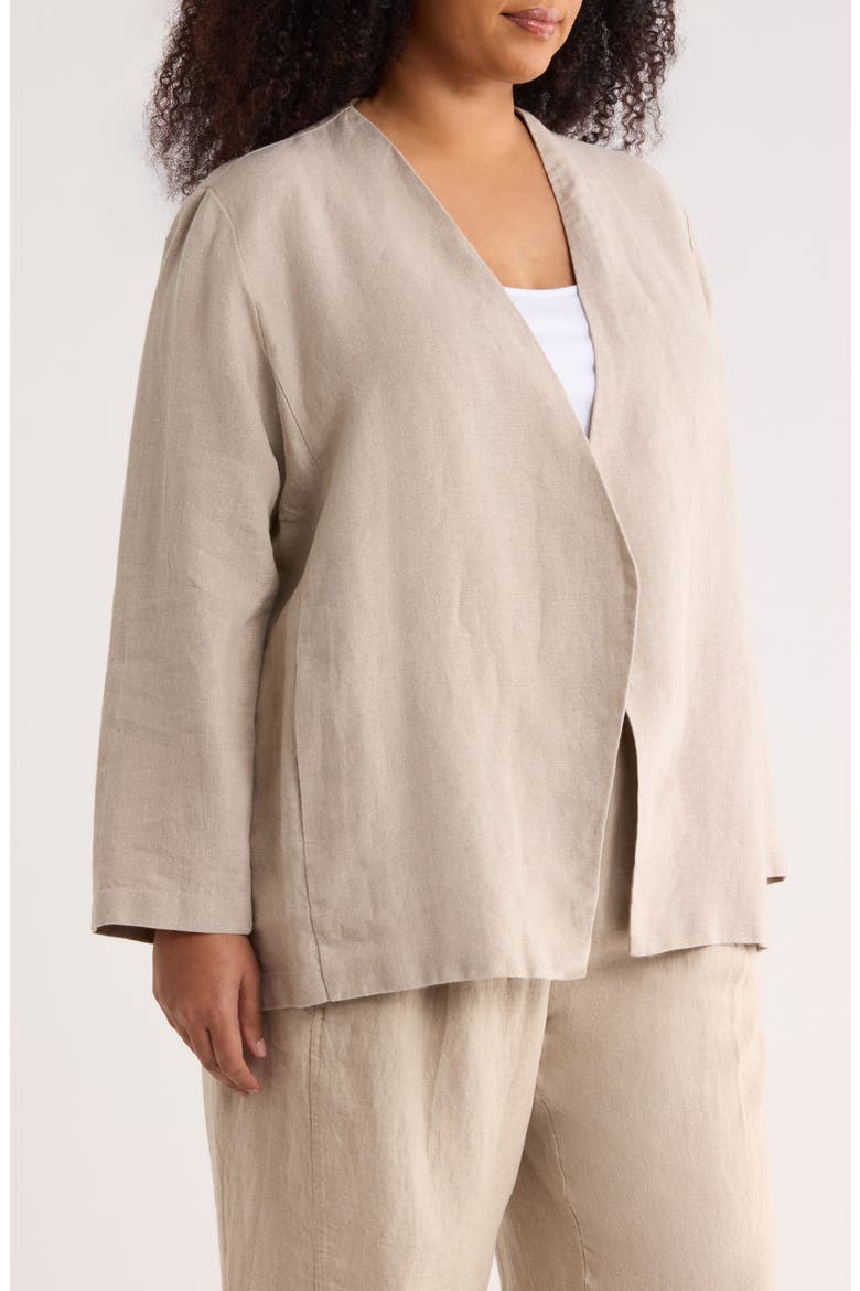 Open Front Organic Linen Jacket, Alternate, color, UNDYED NATURAL