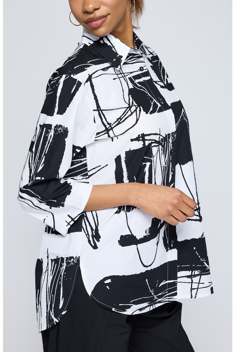 Elowen Printed Poplin Shirt, Alternate, color, White