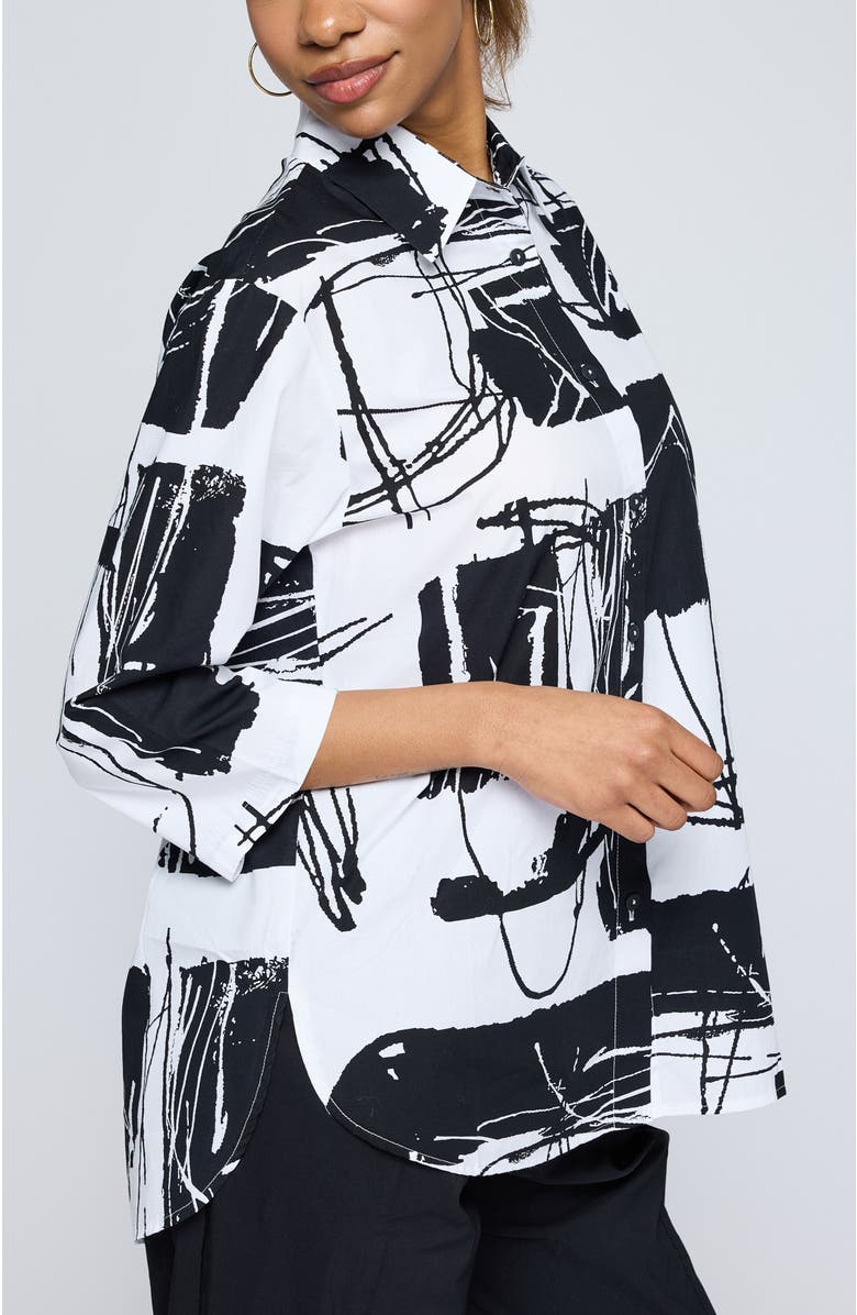 LUUKAA Elowen Printed Poplin Shirt, Alternate, color, White