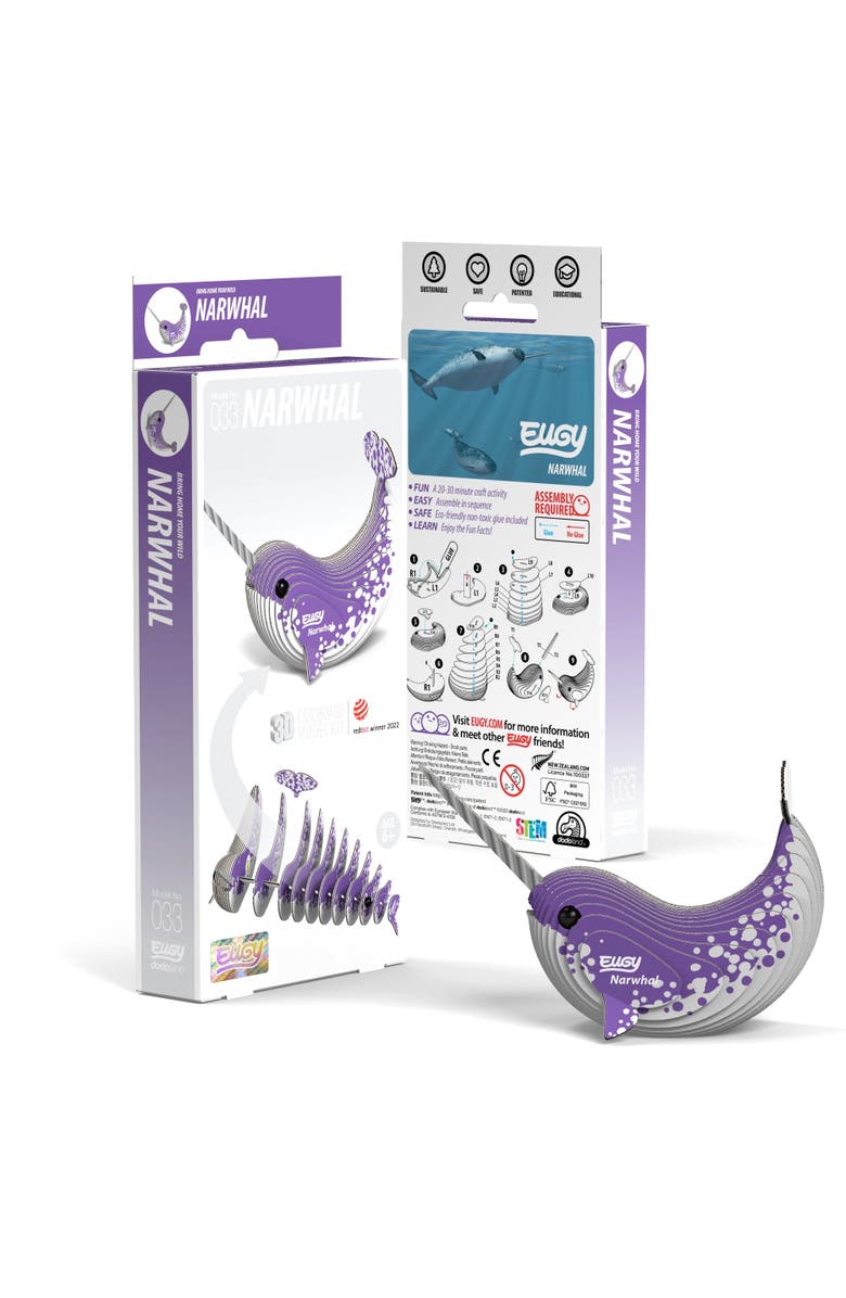 Eugy Puzzles Narwhal 3D Puzzle, Main, color, NO COLOR
