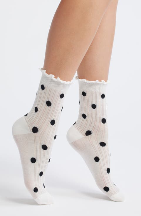 Claire Polka Dot Lettuce Edge Ankle Socks