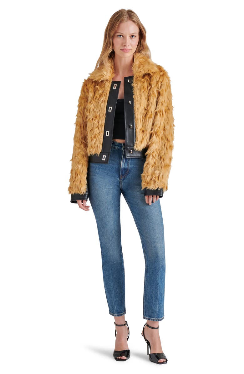 Steve Madden Nimba Faux Fur & Faux Leather Jacket, Alternate, color, 