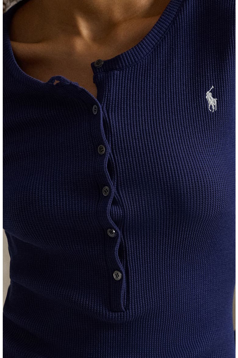 Cotton Blend Waffle Pajama Romper, Alternate, color, NAVY